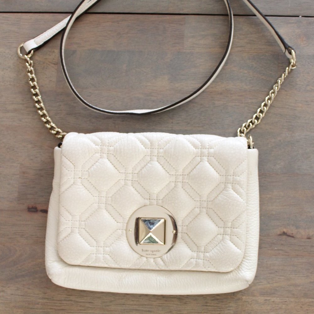 Kate Spade Quilted Small Cream Bone Crossbody
